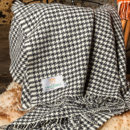 Charcoal Houndstooth Throw by Tweedmill