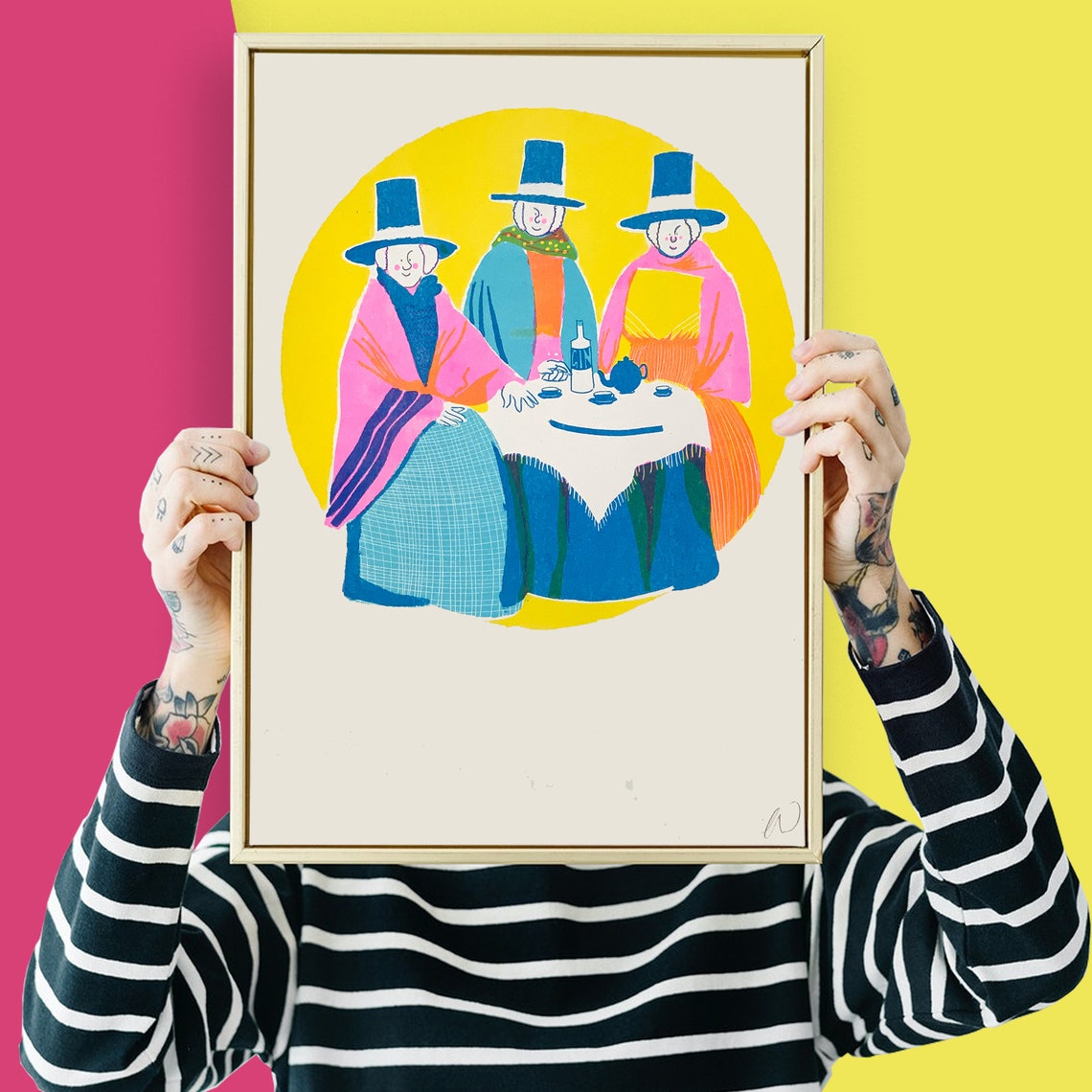 Welsh Ladies Drinking Gin Print