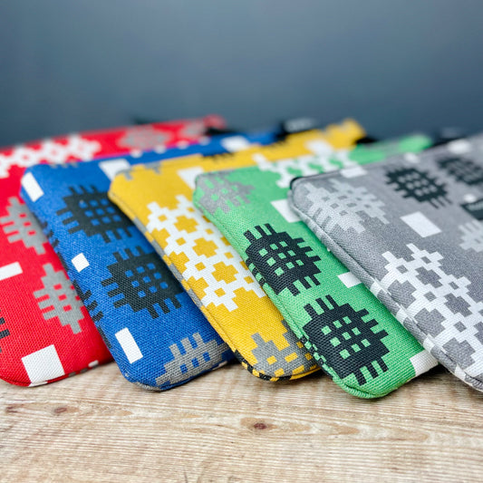 Grey Welsh Tapestry Print Clutch Bag