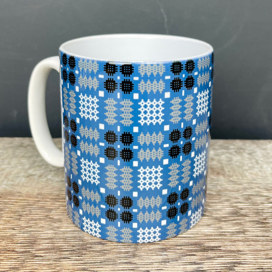 Blue Welsh Tapestry Print Mug