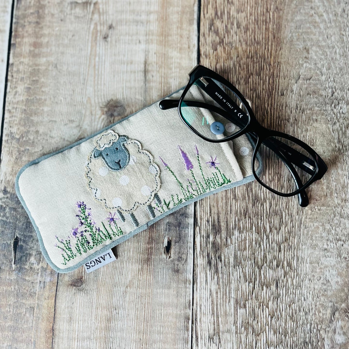 Embroidered Sheep Glasses Case