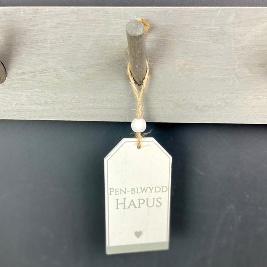 Pen-Blwydd Hapus Wooden Tag