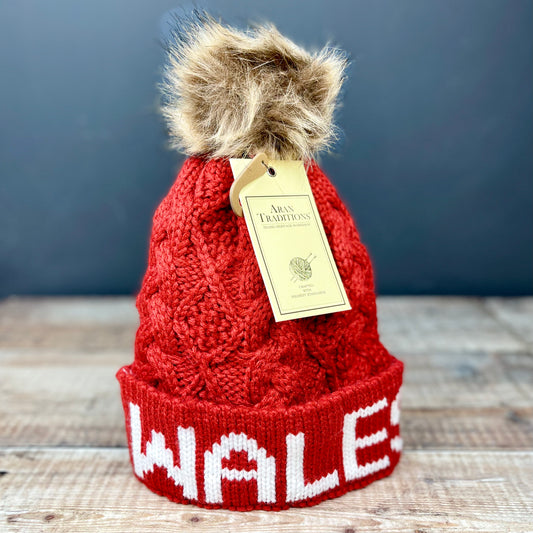 Aran Wool Wales Bobble Hat