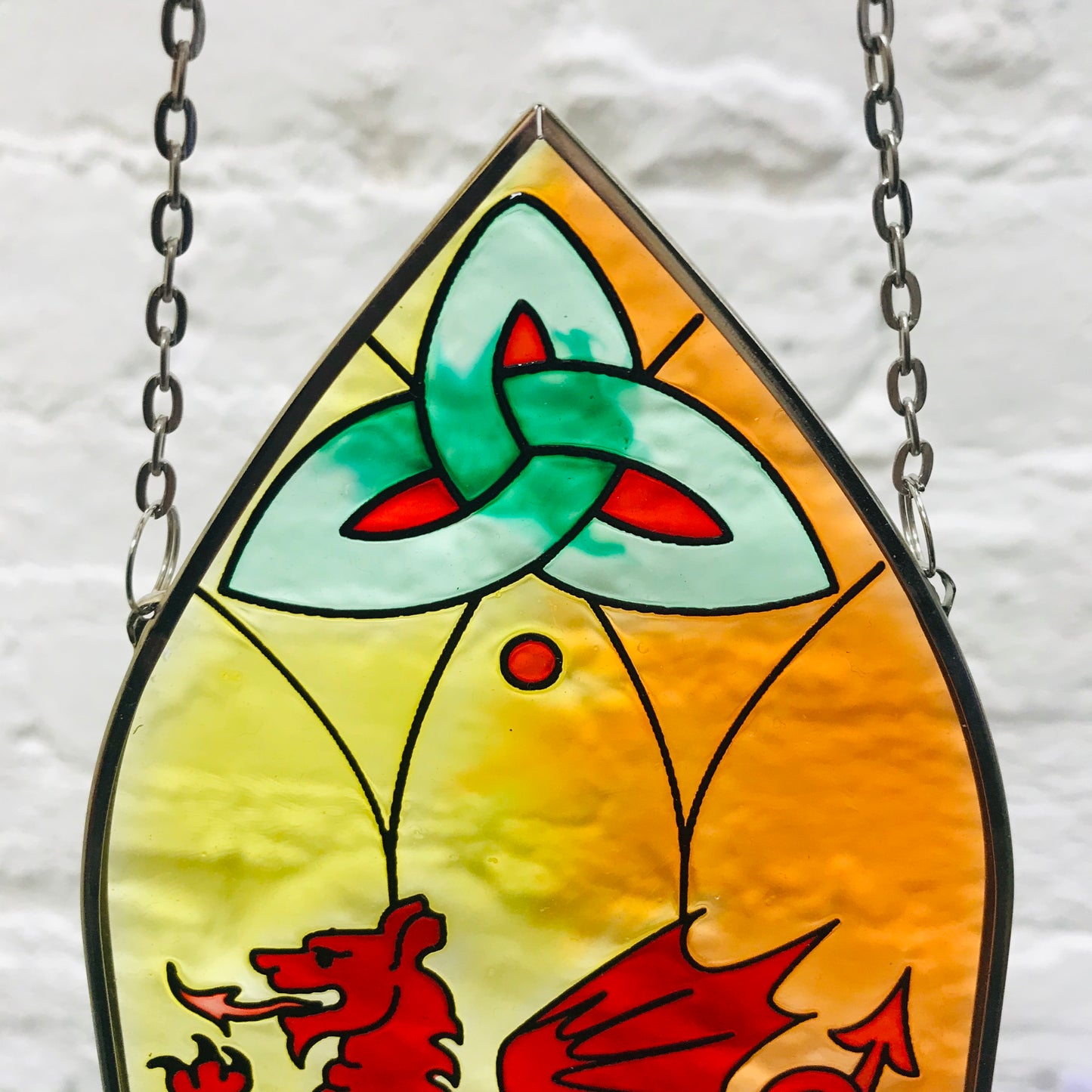 Stained Glass Dragon Hanging Panel