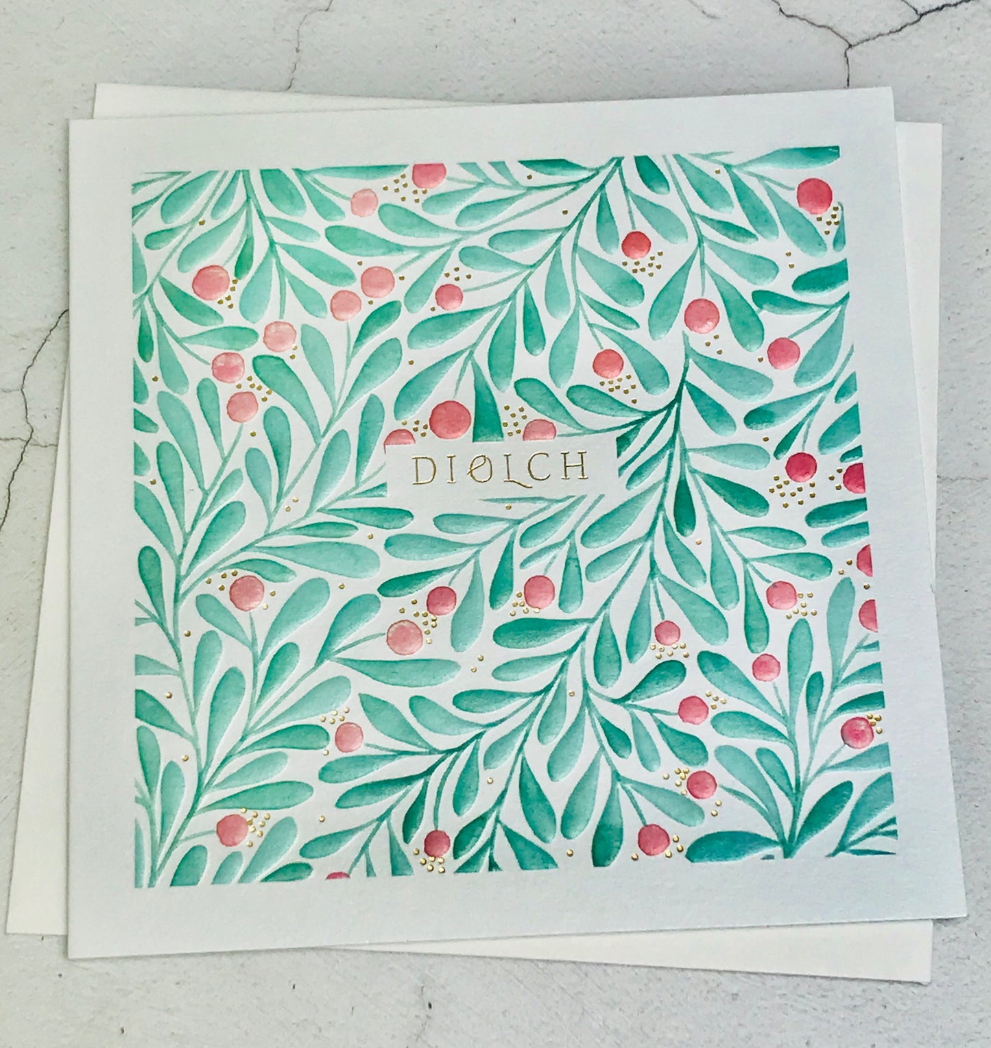 Embossed Diolch Foliage Card