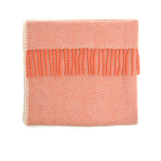 Flamingo and Pearl Herringbone Welsh Pram Blanket by Tweedmill