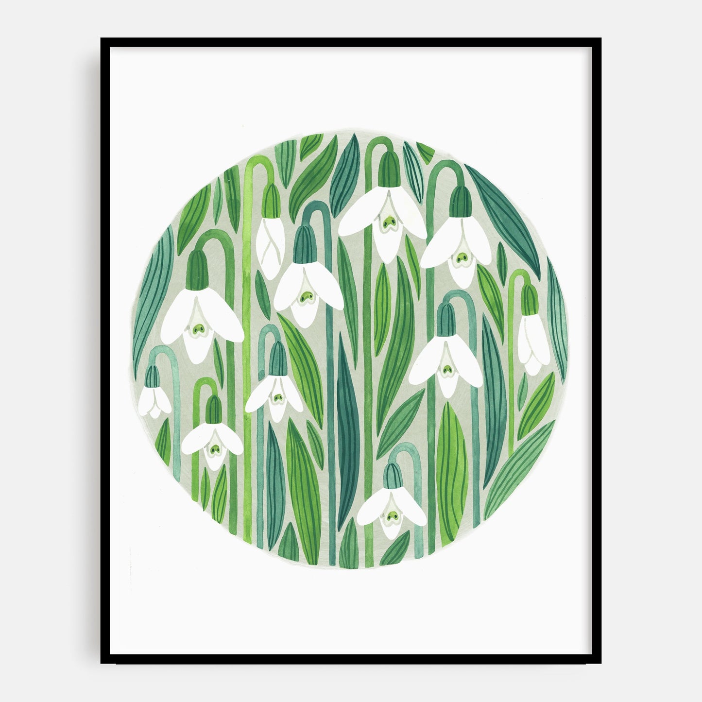 Snowdrop Circle Welsh Art Print