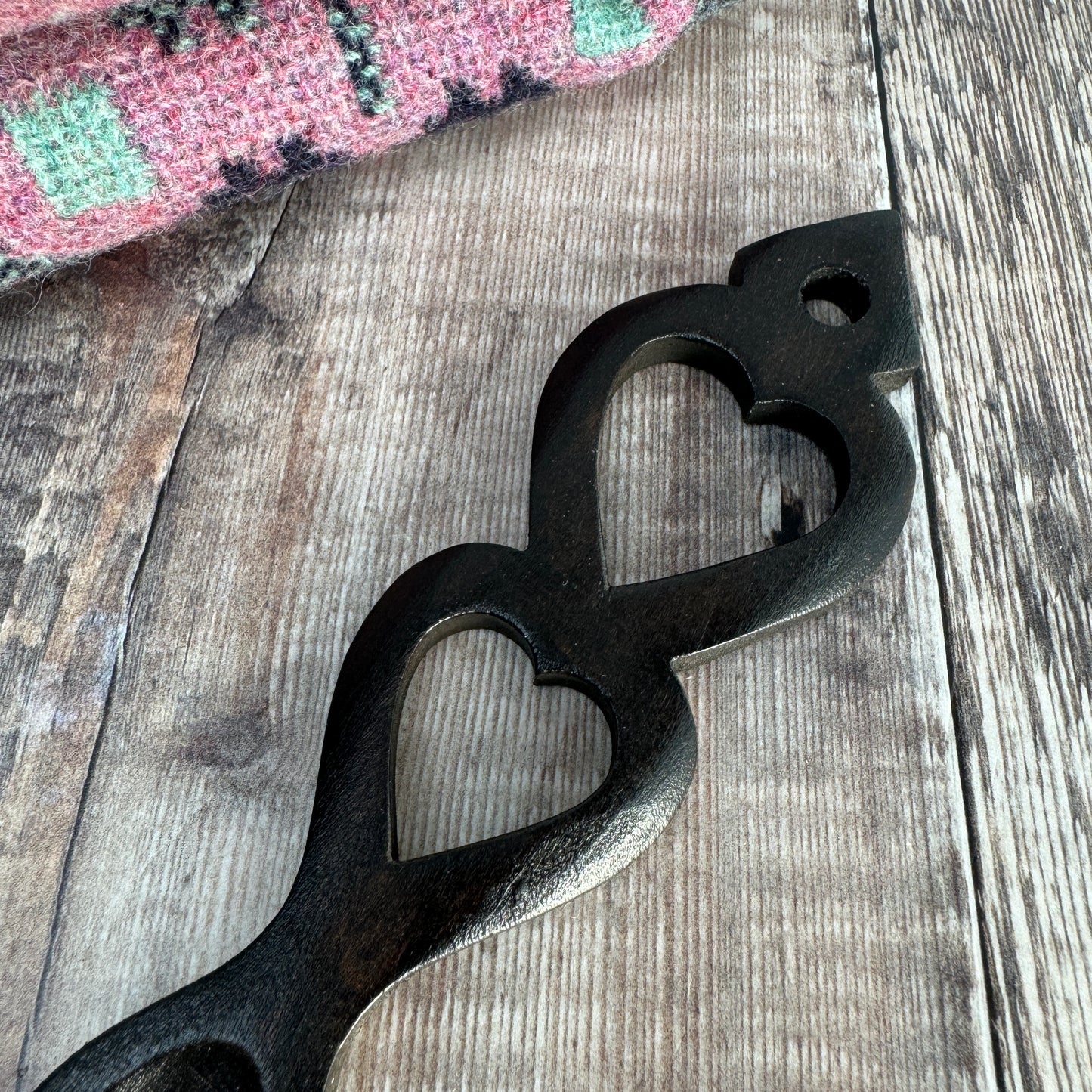 Double Heart Lovespoon, Medium - Dark Tone