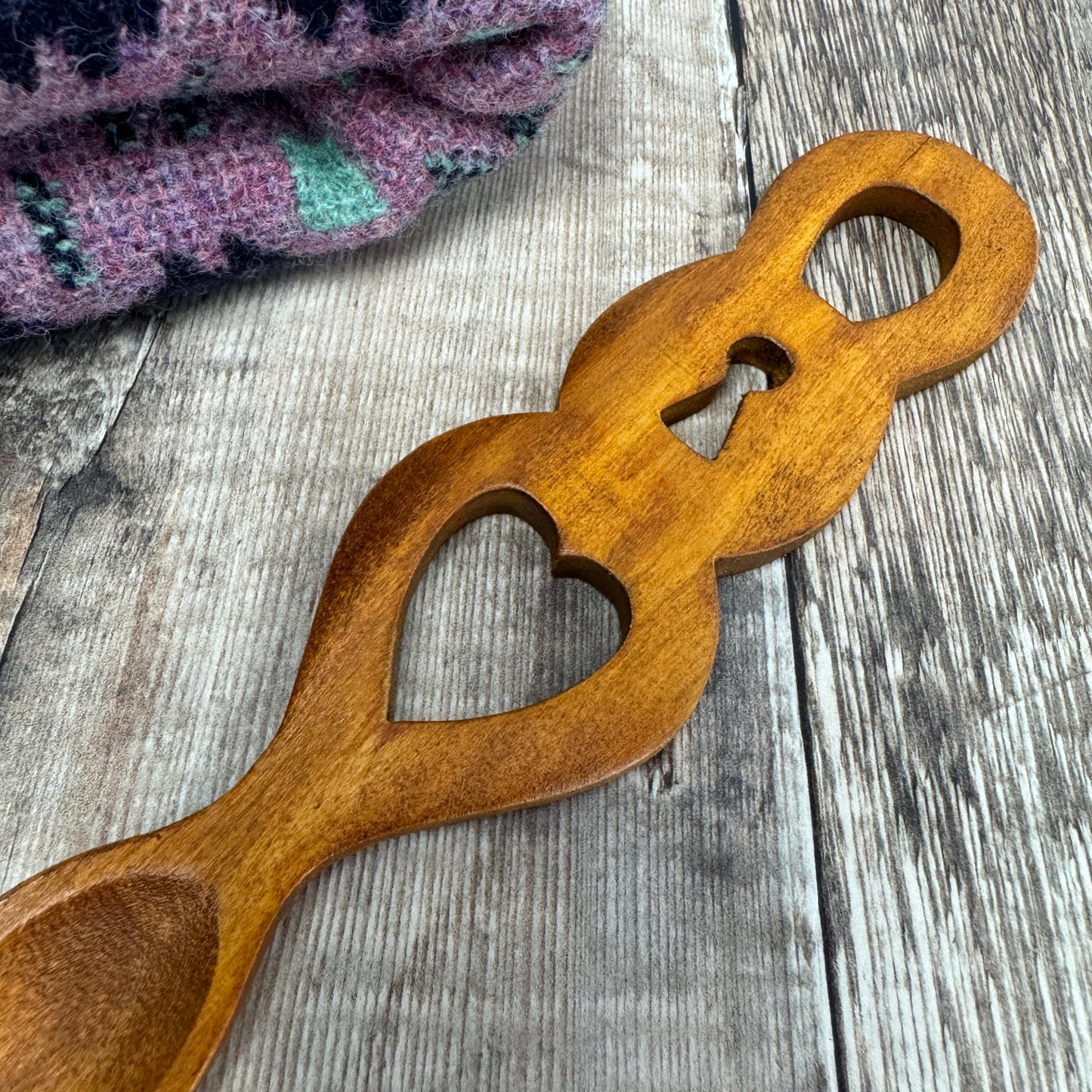 Heart and Lock Welsh Lovespoon, Medium - Medium Tone