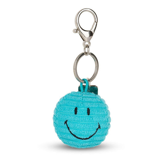 Smiley Teal Corduroy Keyring