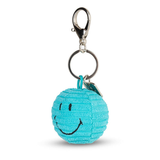 Smiley Teal Corduroy Keyring