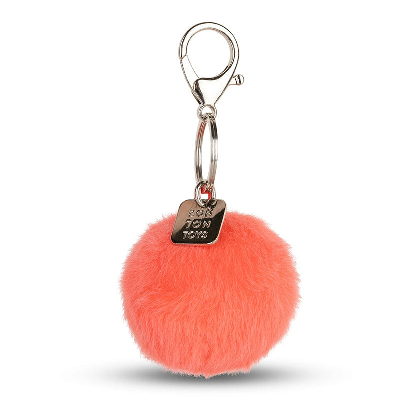 Smiley Fuzzy Bright Coral Keyring