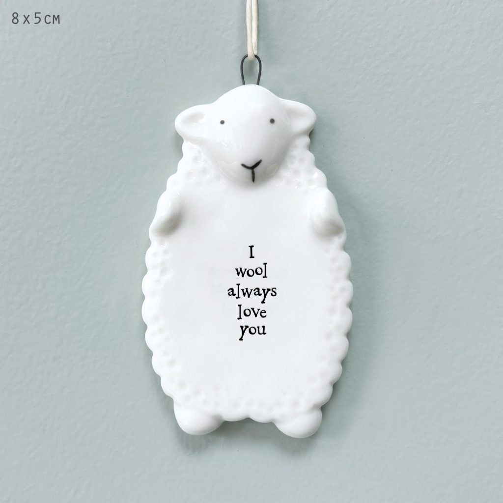 Sheep 'I Wool Always Love You' Hanging Decoration