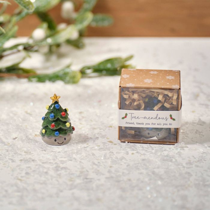 Tiny Resin Smiley Christmas Tree Ornament