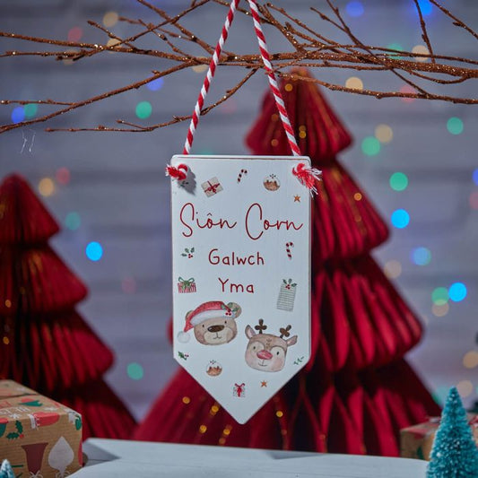 Welsh Santa Wooden Decoration