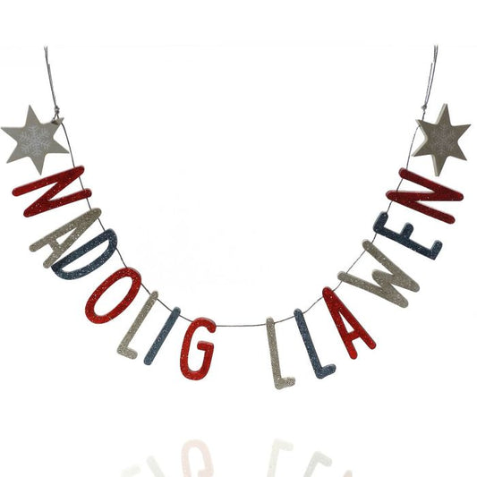 Nadolig Llawen Wooden Glitter Bunting