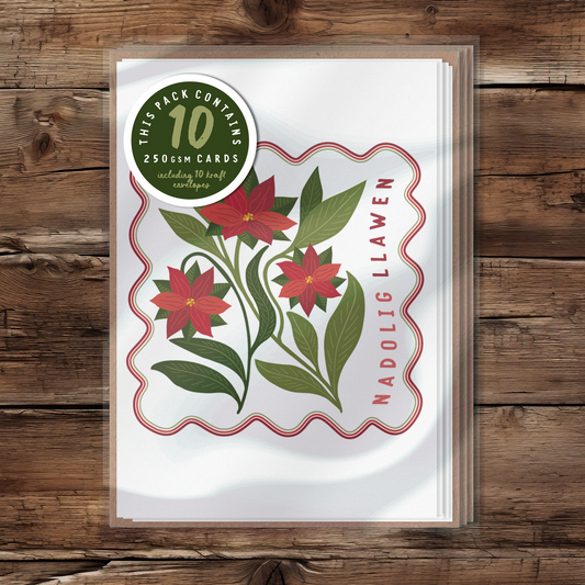 Christmas Card Pack Poinsettia Trio