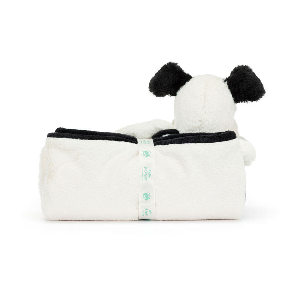 Bashful Black & Cream Puppy Blankie By Jellycat
