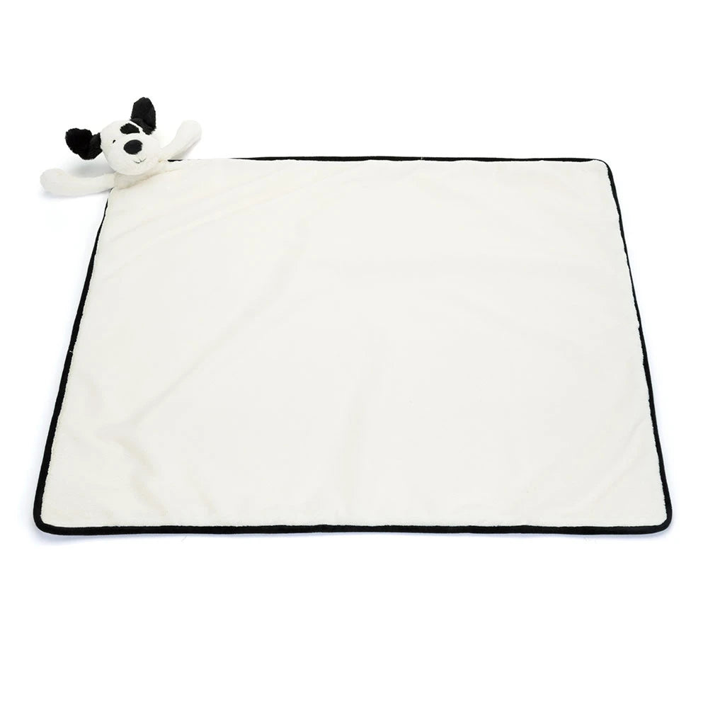 Bashful Black & Cream Puppy Blankie By Jellycat