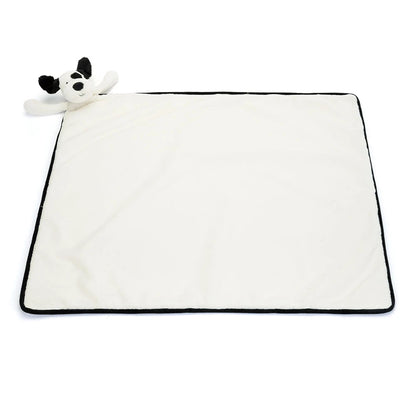 Bashful Black & Cream Puppy Blankie By Jellycat