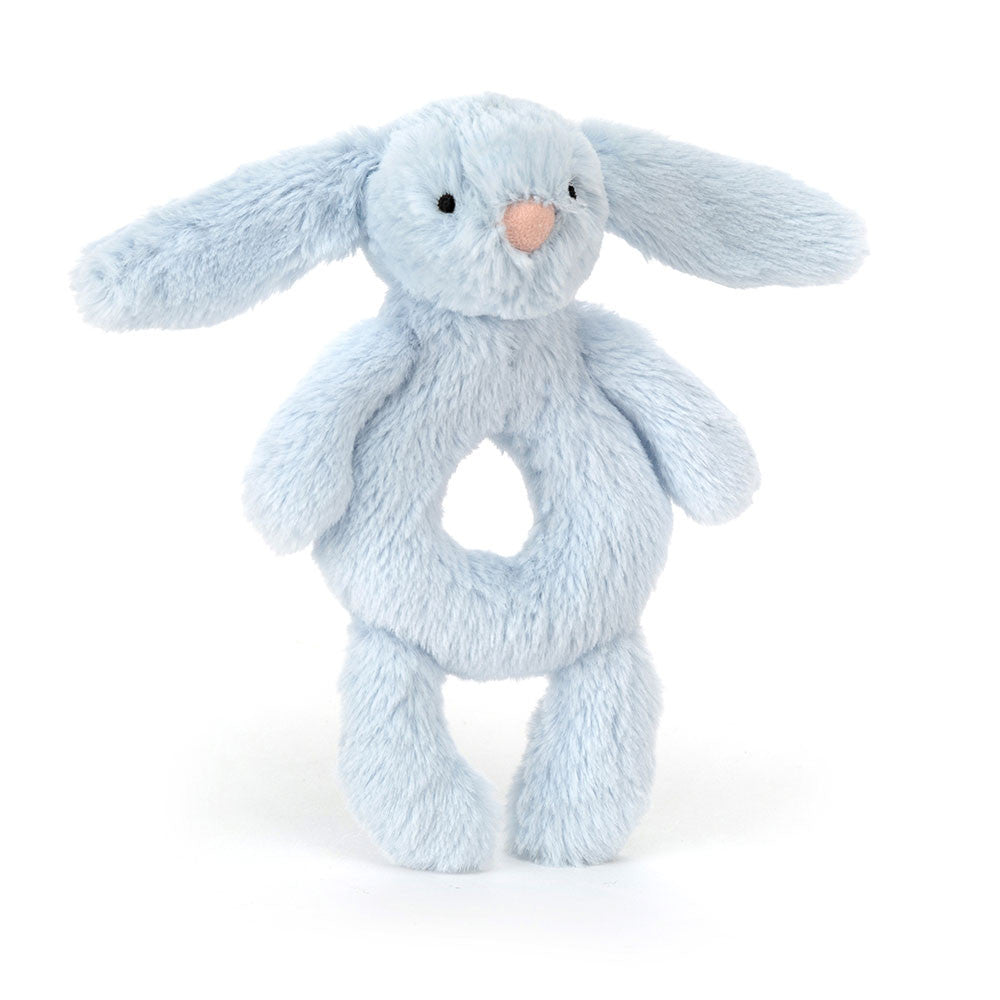 Bashful Baby Blue Bunny Ring Rattle By Jellycat