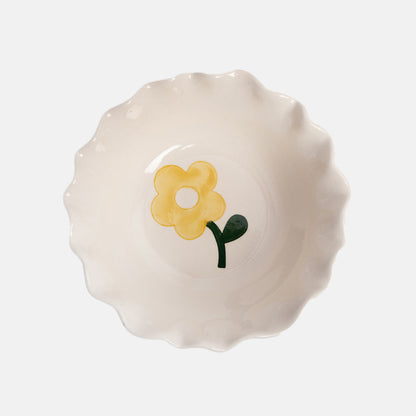 Pink Stripe Flower Scalloped Bowl
