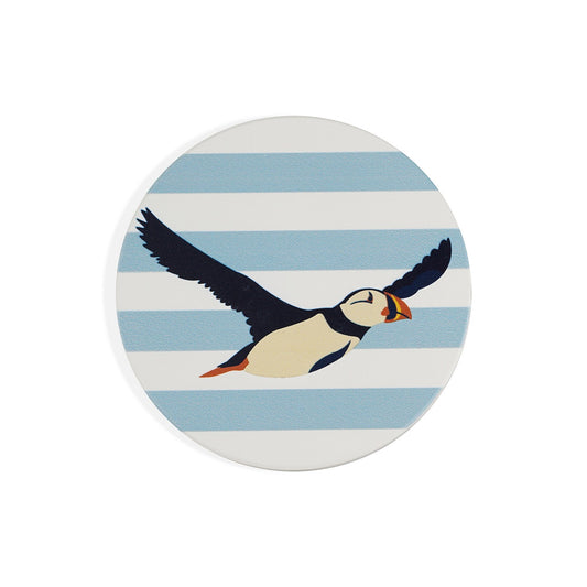 Blue Stripe Flying Puffin Coaster