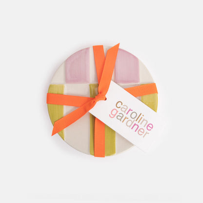 Set of 4 Multi Stripe Stoneware Coasters