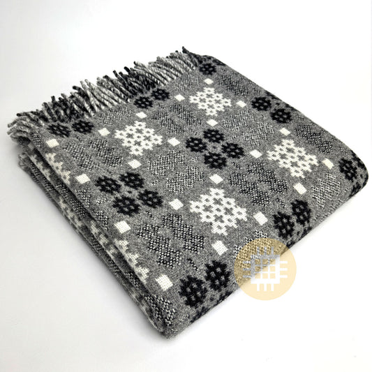 Charcoal Grey Tapestry Welsh Woollen Blanket By Rock Mill