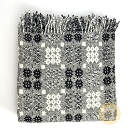 Charcoal Grey Tapestry Welsh Woollen Blanket By Rock Mill