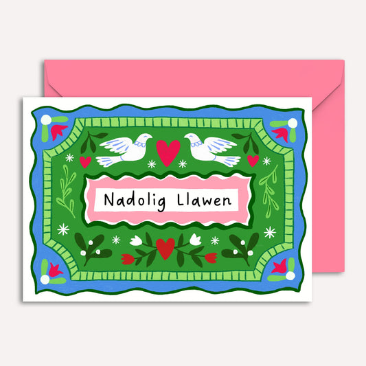 Nadolig Llawen Vintage Dove Card