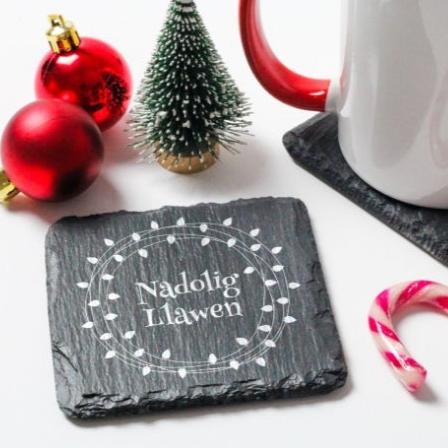 Slate Nadolig Llawen Coaster