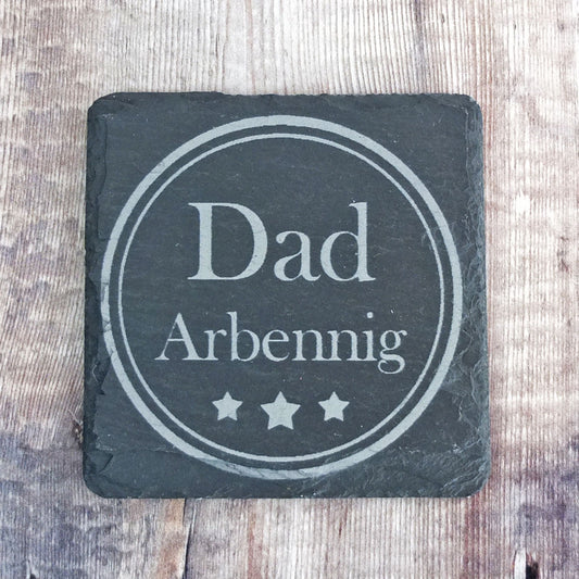 Slate Dad Arbennig Coaster