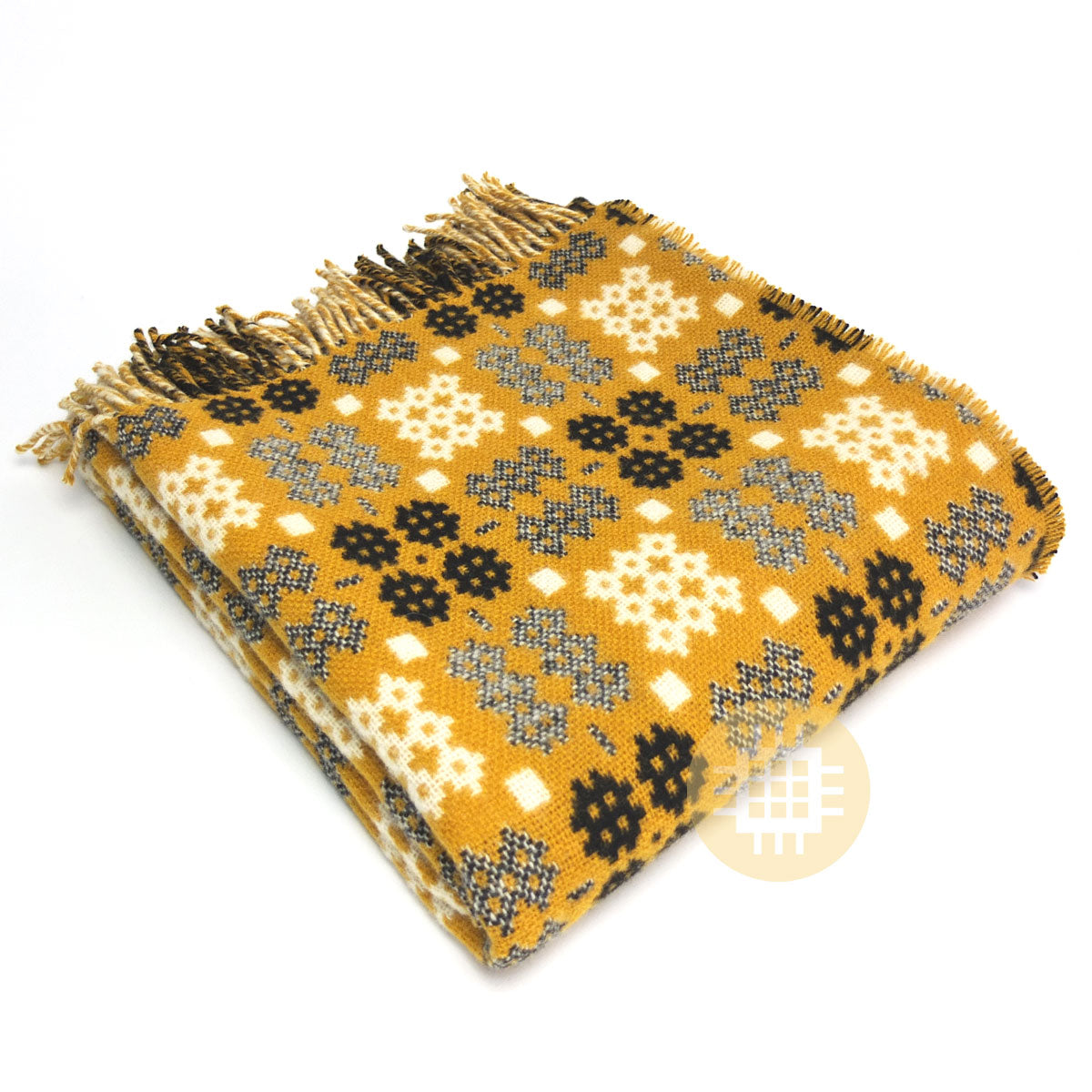 Gold Tapestry Welsh Woollen Blanket