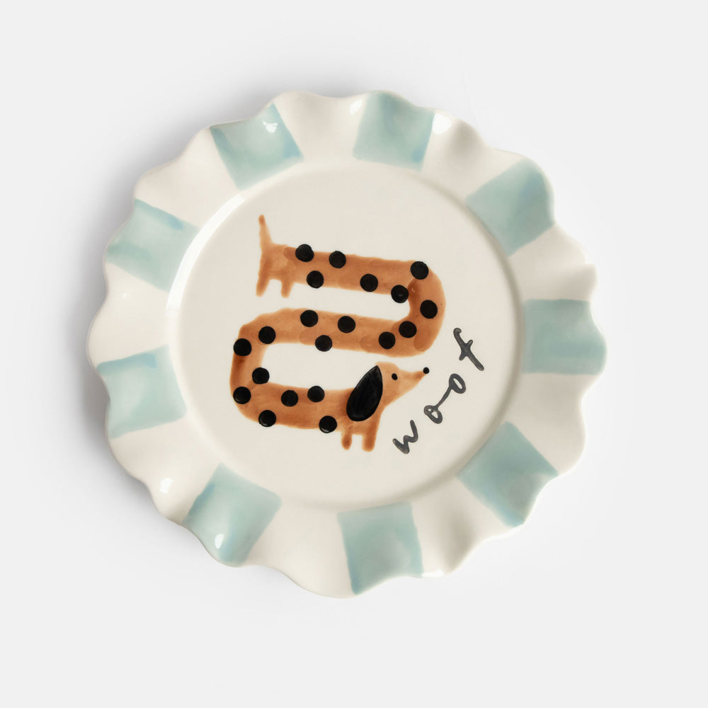 Woof Sausage Dog Ceramic Plate