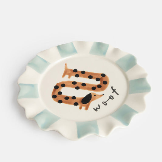 Woof Sausage Dog Ceramic Plate