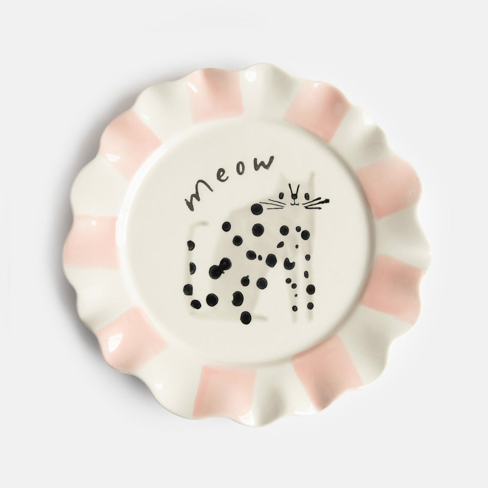Meow Dotty Cat Ceramic Plate