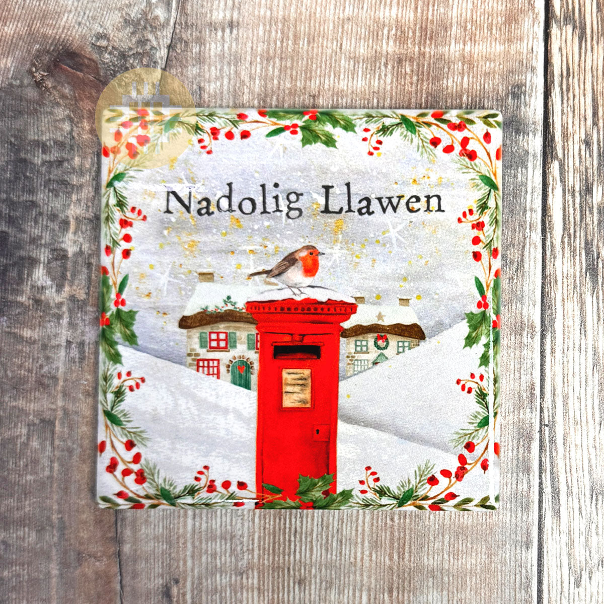 Nadolig Llawen Postbox Coaster