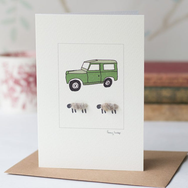 Sheep Land Rover card