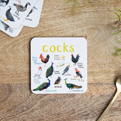 Cocks Bird Pun Coaster