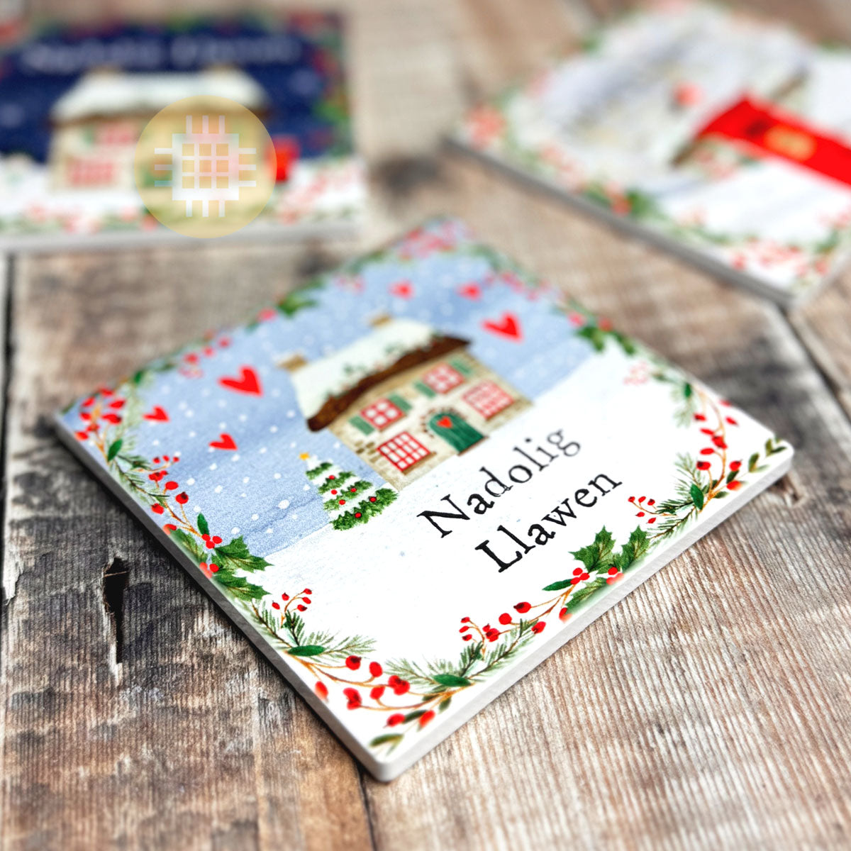 Nadolig Llawen Christmas House Coaster