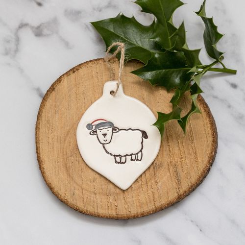 Sheep With Santa Hat Bauble