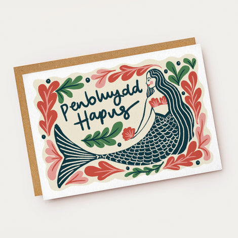Penblwydd Hapus Mermaid Card
