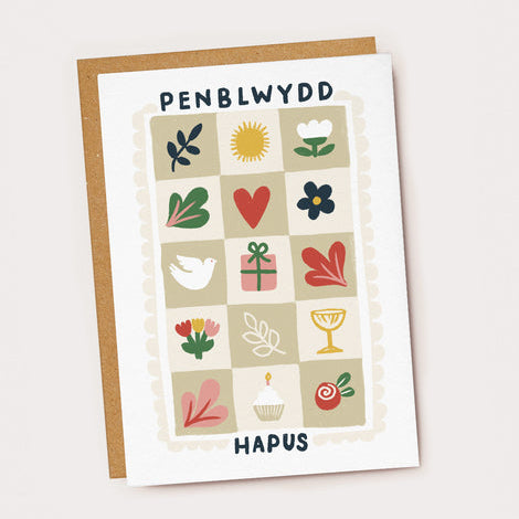 Penblwydd Hapus Welsh Folk Icons Card
