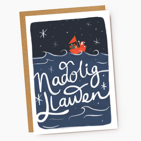 Nadolig Llawen Santa Card