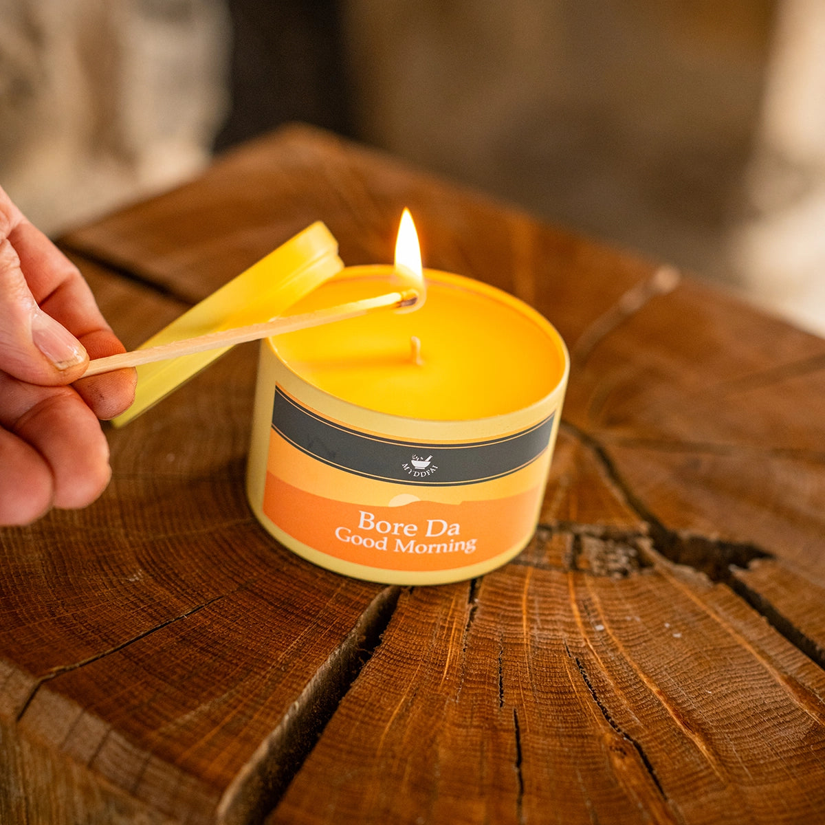 Candle 'Bore Da' Good Morning