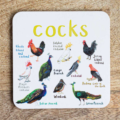 Cocks Bird Pun Coaster