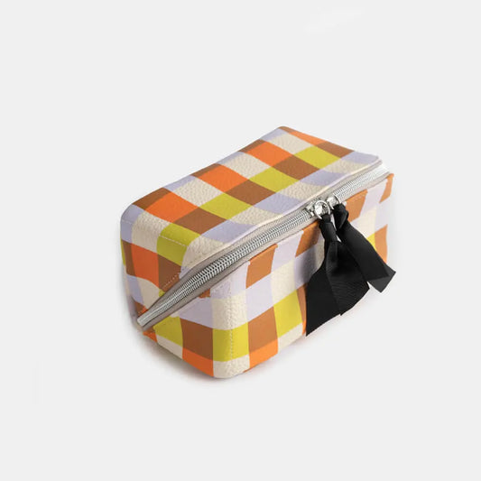 Multi Check Diagonal Cosmetic Bag