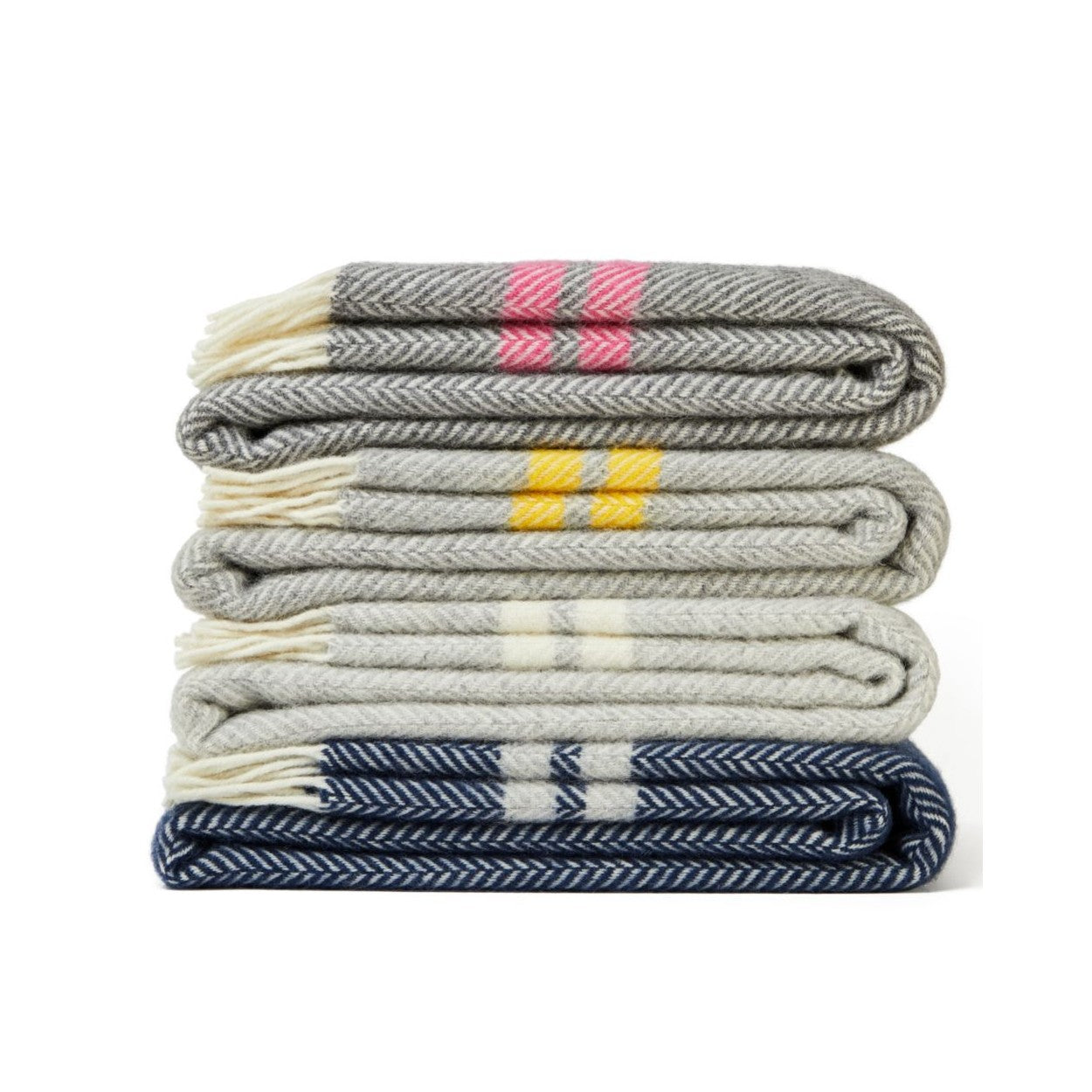 Pink 2 Stripe Welsh Blanket by Tweedmill