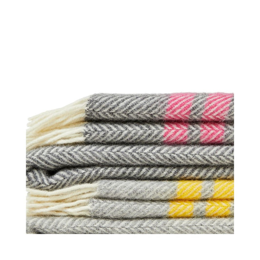 Pink 2 Stripe Welsh Blanket by Tweedmill